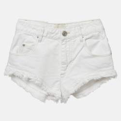 Isabel Marant White Denim Raw Edge Eneidao Shorts S Waist 25"