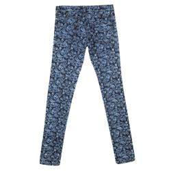 Pre Owned Isabel Marant Etoile Indigo Eyelet Embroidered Distressed Denim Skinny Jeans S