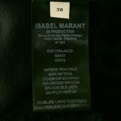 Pre Owned Isabel Marant Black Flocked Chiffon Ruche Asymmetric Midi Dress M