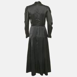Pre Owned Isabel Marant Black Satin Vilma Midi Dress M