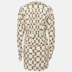 Isabel Marant Beige Printed Silk Blouse and Skirt Set S