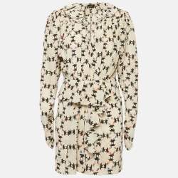 Isabel Marant Beige Printed Silk Blouse and Skirt Set S