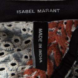 Pre Owned Isabel Marant Black and Red Eyelet Embroidered Knotted One Shoulder Natacha Dress M
