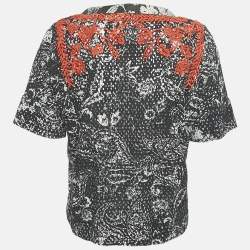 Pre Owned Isabel Marant Black Embroidered Eyelet Cotton Top S