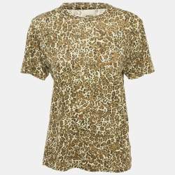 Isabel Marant Green Leopard Print Cotton Zewel T-Shirt S