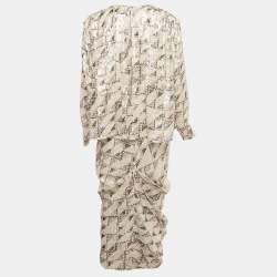 Pre Owned Isabel Marant Grey Lurex Midway Fil Coupe Top and Skirt Set M