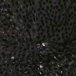 Pre Owned Isabel Marant Black Dot Devore Plunge Neck Ruched Midi Dress M