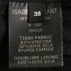 Pre Owned Isabel Marant Black Dot Devore Plunge Neck Ruched Midi Dress M