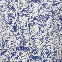 Pre Owned Isabel Marant White/Blue Printed Silk Button Front Cade Top S