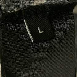 Pre Owned Isabel Marant Black/White Printed Jersey Drape Style Mini Dress L