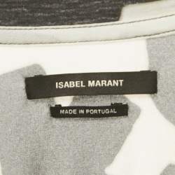 Pre Owned Isabel Marant Black/White Printed Jersey Drape Style Mini Dress L