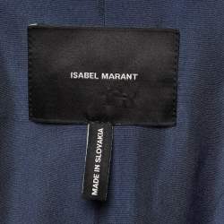 Pre Owned Isabel Marant Off-White & Navy Blue Patterned Crepe Blazer & Pant Suit M