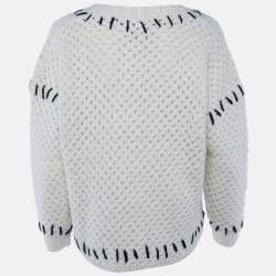Pre Owned Isabel Marant Cream Wool Crochet Knit Oversized Sweater M