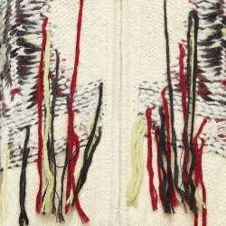 Pre Owned Isabel Marant Off White Intarsia Knit Fringed Zip-Up Yosemite Cardigan XS