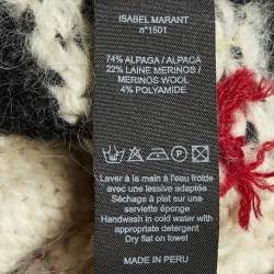 Pre Owned Isabel Marant Off White Intarsia Knit Fringed Zip-Up Yosemite Cardigan XS