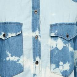 Pre Owned Isabel Marant Blue Tie-Dye Print Denim Button Front Shirt M