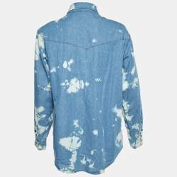 Pre Owned Isabel Marant Blue Tie-Dye Print Denim Button Front Shirt M