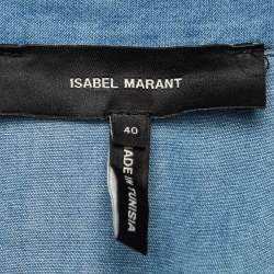 Pre Owned Isabel Marant Blue Tie-Dye Print Denim Button Front Shirt M