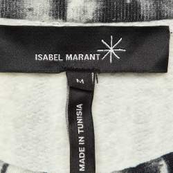 Pre Owned Isabel Marant Black Feather Print Cotton Knit Top M