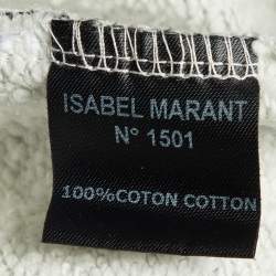 Pre Owned Isabel Marant Black Feather Print Cotton Knit Top M