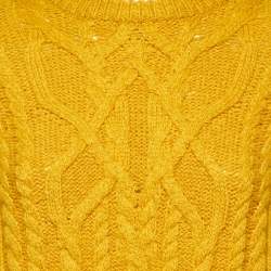 Pre Owned Isabel Marant Yellow Cable Knit Side Open Sweater M