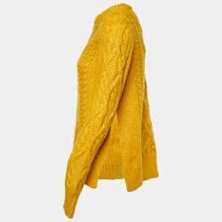 Pre Owned Isabel Marant Yellow Cable Knit Side Open Sweater M