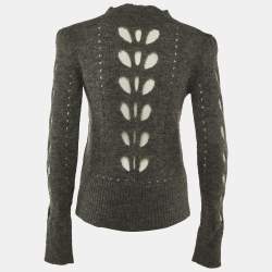 Pre Owned Isabel Marant Grey Wool Knit Cutout Detail Sweater M