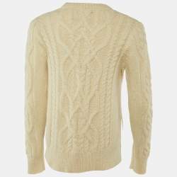 Pre Owned Isabel Marant Ivory Alpaca Cable Knit Slitted Sweater M