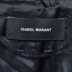 Pre Owned Isabel Marant Navy Blue Striped Detail Cotton Blend Double Breasted Blazed S