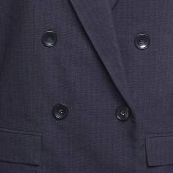 Pre Owned Isabel Marant Navy Blue Striped Detail Cotton Blend Double Breasted Blazed S