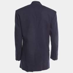 Pre Owned Isabel Marant Navy Blue Striped Detail Cotton Blend Double Breasted Blazed S