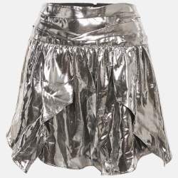 Pre Owned Isabel Marant Metallic Lamé Gathered Mini Skirt M