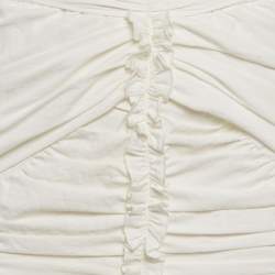 Pre Owned Isabel Marant White Crepe Ruched & Ruffle Mini Skirt S