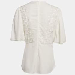مملوكة مسبقًا Isabel Marant White Floral Applique Crepe Lapao Top S