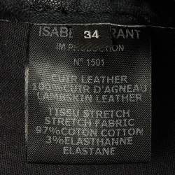 Pre Owned Isabel Marant Black Leather Pleated Tiered Mini Skirt S