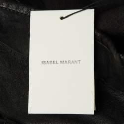 Pre Owned Isabel Marant Black Leather Pleated Tiered Mini Skirt S
