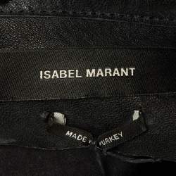 Pre Owned Isabel Marant Black Leather Pleated Tiered Mini Skirt S