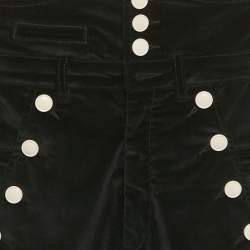 Pre Owned بنطلون إيزابيل مارانت مخمل أسود بخصر عالٍ مقاس صغير - سمول