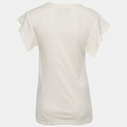 مملوكة مسبقًا بلوزة إيزابيل مارانت أكمام كشكش جيرسي عاجي مقاس صغير