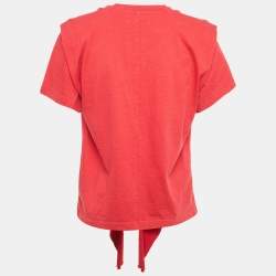 Pre Owned Isabel Marant Red Slub Cotton Zelito Knotted t T-Shirt S