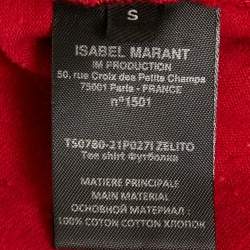 Pre Owned Isabel Marant Red Slub Cotton Zelito Knotted t T-Shirt S