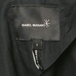 Pre Owned جاكيت إيزابيل مارانت تويد أزرق بحواف جلدية مقاس صغير - سمول