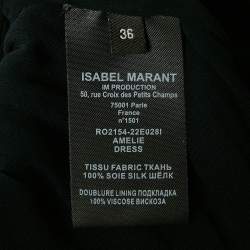 مملوكة مسبقًا فستان إيزابيل مارانت حرير مجعد أسود مكشكش أميلي صغير