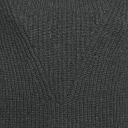 Pre Owned Isabel Marant Grey Rib Knit Ruffled Poppy Sweater S