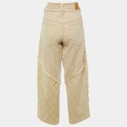 Pre Owned بنطلون جينز واسع الساق بإطار من الدنيم المهترئ من إيزابيل مارانت إيكرو شانيلة بحزام خصر مقاس 32 إنش كبير