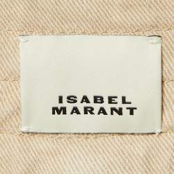 Pre Owned بنطلون جينز واسع الساق بإطار من الدنيم المهترئ من إيزابيل مارانت إيكرو شانيلة بحزام خصر مقاس 32 إنش كبير