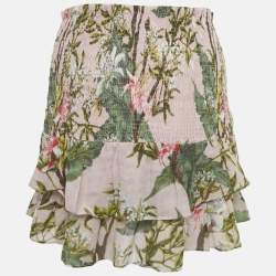 مملوكة مسبقًا فستان ميني إيزابيل مارانت مورد وردي طباعة قطن متعددة الطبقات بتجاعيد مقاس صغير - سمول