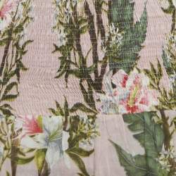 مملوكة مسبقًا فستان ميني إيزابيل مارانت مورد وردي طباعة قطن متعددة الطبقات بتجاعيد مقاس صغير - سمول