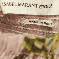 مملوكة مسبقًا فستان ميني إيزابيل مارانت مورد وردي طباعة قطن متعددة الطبقات بتجاعيد مقاس صغير - سمول