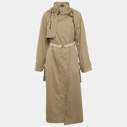 Pre Owned Isabel Marant Khaki Green Synthetic Trench Coat M